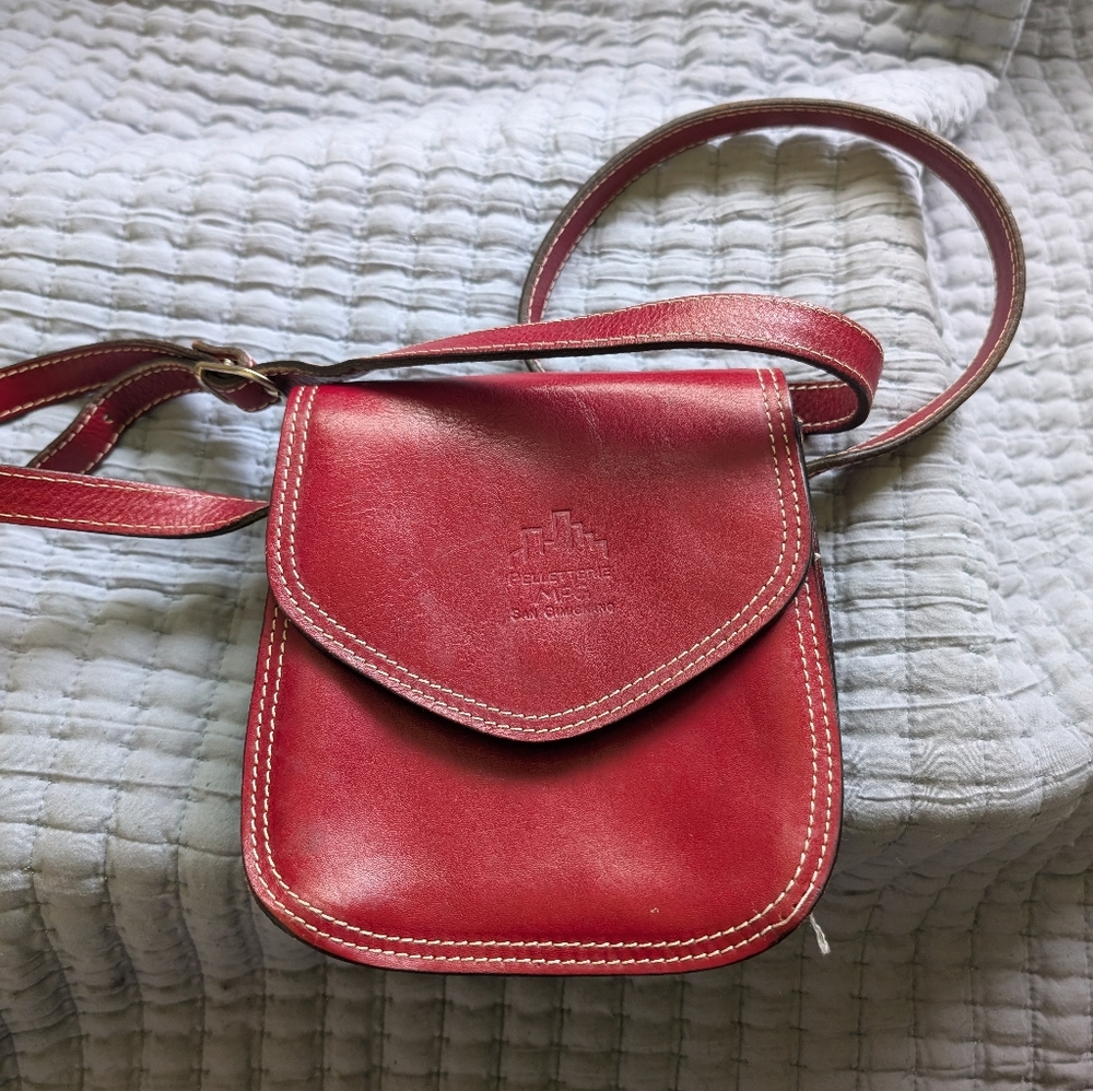 Ca - Gi Italia Pelletterie Red Leather Crossbody Bag